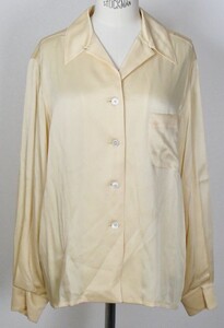 VINTAGE HERMES SILK SHIRT size 40 エルメス シルク 開襟 シャツ ブラウス b8814