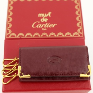 【未使用保管品】Cartier カルティエ マストライン 4連キーケース ボルドー ゴールド金具 L3000155 箱 【新古品】