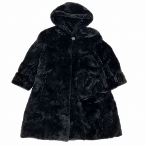 PARTINA TOKYO FUR パルティーナ トウキョウファー シェアードラビット 本毛皮 フーデットロング 黒 ブラック サイズF レディース ?B11