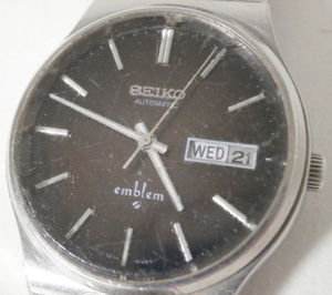 ジャンク不動 セイコー エンブレム 自動巻き 23石 メンズ腕時計 5606-8080 SEIKO emblem ブラウン 3針 デイデイト