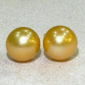 照り艶抜群 天然パールピアス10mm 本真珠ピアスjewelry 天然南洋パール ゴールドパール 宝石 pearl ジュエリー 