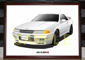 NISSAN BNR32 GTR nismo デジタルイラスト自動車アートA3 SKYLINE スカイライン 日産 ニスモ