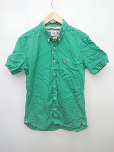 ◇ LACOSTE L!VE ラコステライブ ワンポイントロゴ ボタンダウン BD 半袖 シャツ サイズ41 グリーン メンズ P