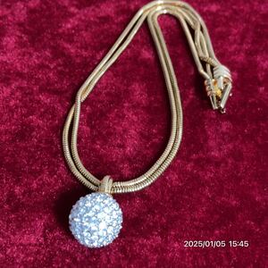 極美品 SWAROVSKI スワロフスキー ボール クリスタル ジルコニア ゴールドカラーチェーン ネックレス ペンダント アクセサリー