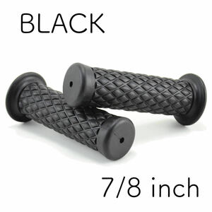 バイク ダイヤカット ラバー グリップ ブラック 黒 7/8インチ　22.2π　125mm 汎用品 ゴムグリップ ホンダ スズキ ヤマハ