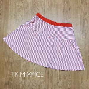 【TK MIXPICE】タケオキクチ◇レディース size M ボーダー フレアスカート ミニスカート ウエストゴム ゴルフスカート ／ ワールド