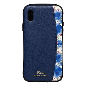 【在庫処分・送料無料】 NATURAL design iPhoneX Xs (5.8インチ) ケース FLEUR NAVY 衝撃吸収 耐衝撃 カードポケット付き iP8-FLEP02