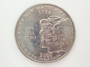 The 50 State Quarters(アメリカ合衆国50州25セント硬貨 2000年発行)　ニューハンプシャー州(1788年設立)/Ｋ1103-6