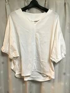 美品【Plaisir/プレジール】半袖ドルマンTシャツ/フリーサイズ★ホワイト★レディース★USED