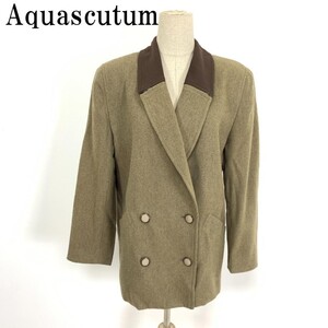 LA4591 アクアスキュータム テーラードジャケット ウール Aquascutum 裏地有 茶色ベージュ ９