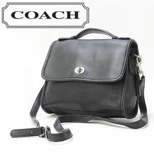 ヴィンテージ◆COACH オールド コーチ 9870 オールレザー 2Way 斜め掛け ショルダー ハンド バッグ 黒 　ブラック