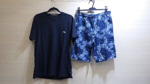 E177-587052 トミーバハマ tommybahama 半袖 ルームウェア US/M JP/L 部屋着 パジャマ 綿100% ブラック ネイビー 柄