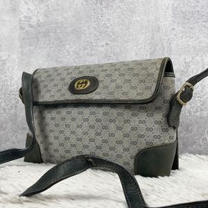 超希少品 OLD GUCCI オールドグッチ インターロッキング ショルダーバッグ クロスボディ 斜めがけ 肩掛け PVC レザー マイクロ GG フラップ