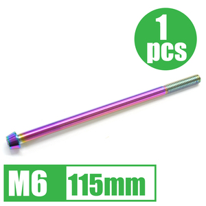 64チタン合金ボルト M6×115mm P1.0 1本 テーパーキャップ ゆうパケット対応 焼き色有り Ti-6Al-4V