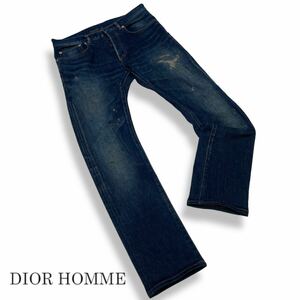 国内正規品 DIOR HOMME ディオールオム 13ss デニムパンツ ジーンズ ボトムス ヴィンテージ加工 ボタンフライ 28 インディゴ メンズ