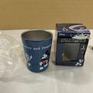 コンビニコーヒーSサイズがそのまま入る ステンレスタンブラー Disney ミッキーとドナルド 240ml 滑りにくい底板付 真空ステンレスタンブ