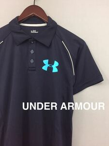 アンダーアーマー UNDER ARMOUR ゴルフウェア 半袖 ドライポロシャツ ネイビー メンズ SMサイズ ～▽