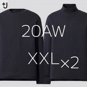 UNIQLO ＋Jスーピマコットンクルー＆モックネックT 2枚セット 69NAVY XXL