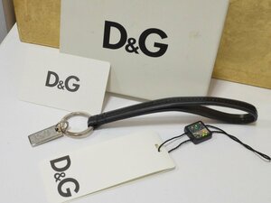 HO1 ドルチェ&ガッバーナ キーリング キーホルダー DG ロゴ レザー ブラック 箱付き