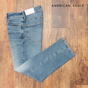 AMERICAN EAGLE/32インチ/デニムパンツ 0111-6314 グーンと伸縮 ウォッシュ加工 ストレート 新品/青/ブルー/ih241/