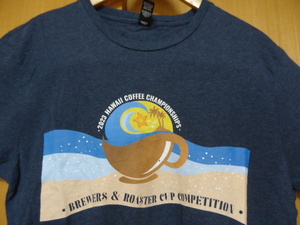 即決　ハワイ　HAWAII COFFEE CHAMPION SHIPS　コーヒーイベント2023’　Ｔシャツ　紺・白斑色　Ｍ