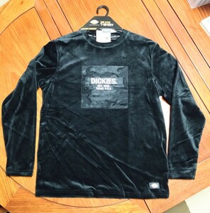 極暖　Dickies ディッキーズ　ベロアロングTシャツ　LONGSLEEVE T-SHIRT　ロンT　長袖Tシャツ　Black　黒