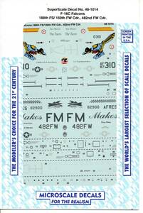 1/48 Superscale スーパースケールデカール　48-1014　F-16A/C Falcons 188th FS/150th FW Cdr.&482nd FW Cdr