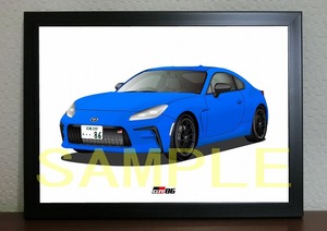 希望ナンバー TOYOTA GR 86 デジタルイラスト トヨタ 自動車アートA4