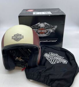 ハーレー ダビッドソン ジェット ヘルメット「 L 」ツートン 白茶 コンビ アイボリー harley davidson クラシック 3/4 Helmet 