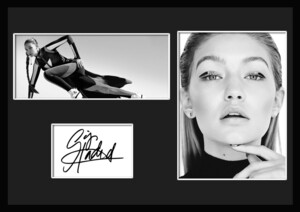 10種類!Gigi Hadid/ジジ・ハディッド/ファッションモデル/リアリティ/サインプリント&証明書付きフレーム/BW/モノクロ/ディスプレイ(3-3W）