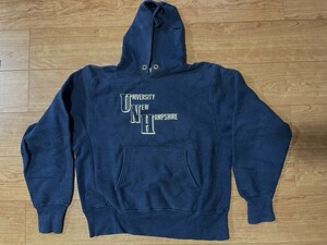 CHAMPION「MADE IN U.S.A.オール青タグ」"UNIVERSITY NEW HAMPSHIRE"ビンテージスウェット、濃紺色、M～Lサイズ