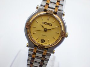 358271【1円スタート】GUCCI グッチ 稼動品 9000L ラウンドフェイス デイト レディース 時計 クオーツ ケース23mm