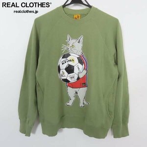 ☆go slow caravan/ゴースローキャラバン SOCCER ANIMAL RAGLANCREW SWEAT ネコ プリント スウェット 382601 3 /060