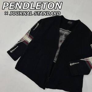 【PENDLETON × JS】ペンドルトン ジャーナルスタンダード 別注 ネイティブ柄 ウール カーディガン 黒 ブラック 0575-2217