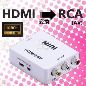 hdmi to rca AV 変換コンバーター ホワイト コンポジット 変換アダプタ　三色端子 ３ピン av端子 3色ケーブル PS3 PS4 Xbox USB給電