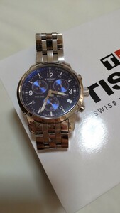 TISSOT PRC200 電池交換済 ティソ 腕時計 青 ブルー クロノグラフ ステンレス クォーツ クオーツ スイス rbpi 稼働品