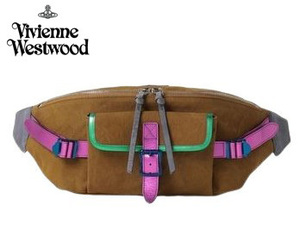 ○★新品未使用　Vivienne Westwood (ヴィヴィアンウエストウッド)　メタリックミリタリー　ボディバッグ　カーキ系★○