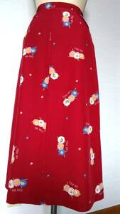 ◆PINK　HOUSE　赤×お花模様のAラインスカート◆
