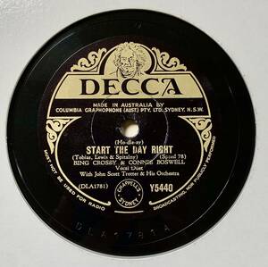 BING CROSBY 　/Start the Day Right　/What’s New?/ (DECCA Y5440)　SPレコード　78 RPM (豪)