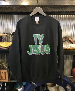 MAD MOUSE COMIC マッドマウスコミック TV JESUS SWEAT 8oz.裏起毛 スウェット トレーナー ブラック 黒 新品【Ｌ】