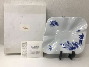 refle03【保管品】深川製磁 プレート お皿 オリエンタルブルー 花柄 サンドイッチ
