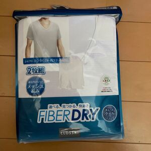 送料込み　新品　FIBER DRY さらっとクール 半袖V首シャツ2枚組　サイズL 白ホワイト　接触冷感　抗菌防臭　吸水速乾　ムレ軽減　送料無料