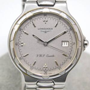 稼働〇 ロンジン コンクエスト V.H.P メンズ シルバー 腕時計 クオーツ LONGINES CONQUEST