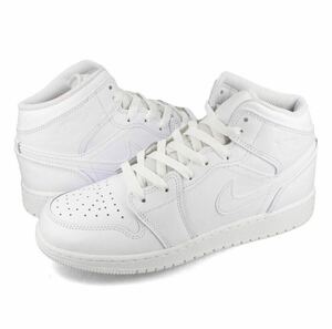 24.5 NIKE AIR JORDAN 1 MID ナイキ エア ジョーダン 1 ミッド ミドルカット スニーカー 24.5cm 未使用 554725 136 ホワイト