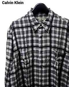 L【Calvin Klein L/S CHECK SHIRT Gray カルバン クライン 長袖 チェックシャツ グレー Men