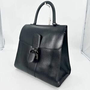 c1057【デルヴォー】美品 DELVAUX ブリヨンMM DELVAUX ハンドバッグ ブリーフケース A4 自立 大容量 レザー ブラック 黒 メンズ レディース