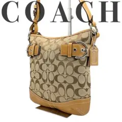 極美品✨COACH コーチ ショルダーバッグ シグネチャー キャンバス レザー