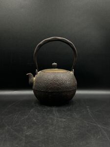 煎茶道具 精金堂造 丸形 鉄瓶 龍文堂 時代物 茶道具 湯沸 急須 銅蓋