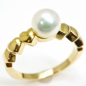テリ抜群!!＊MIKIMOTO(ミキモト)K18アコヤ本真珠リング＊j 約4.1g 約11.5号 約6.5mm珠 pearl ring 指輪 jewelry EC6/EC6