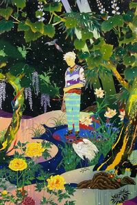 【真作】 松山智一 TOMOKAZU MATSUYAMA 『Falling Passage』 版画 シルクスクリーン 情熱大陸出演 絵画 額装 art 美術】 